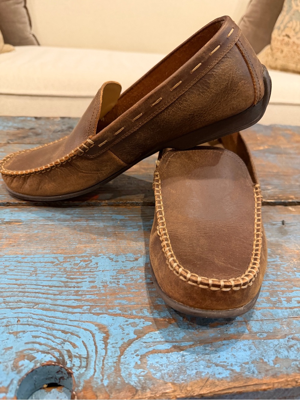 Frye Brown Leather Slip-On Loafers - Picture 2 of 8